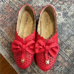 Super cute red leatherr Victoria K slip on size 7 shoes
